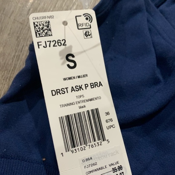 Adidas Don't Rest Alphaskin Padded Bra Blue - Picture 4 of 4